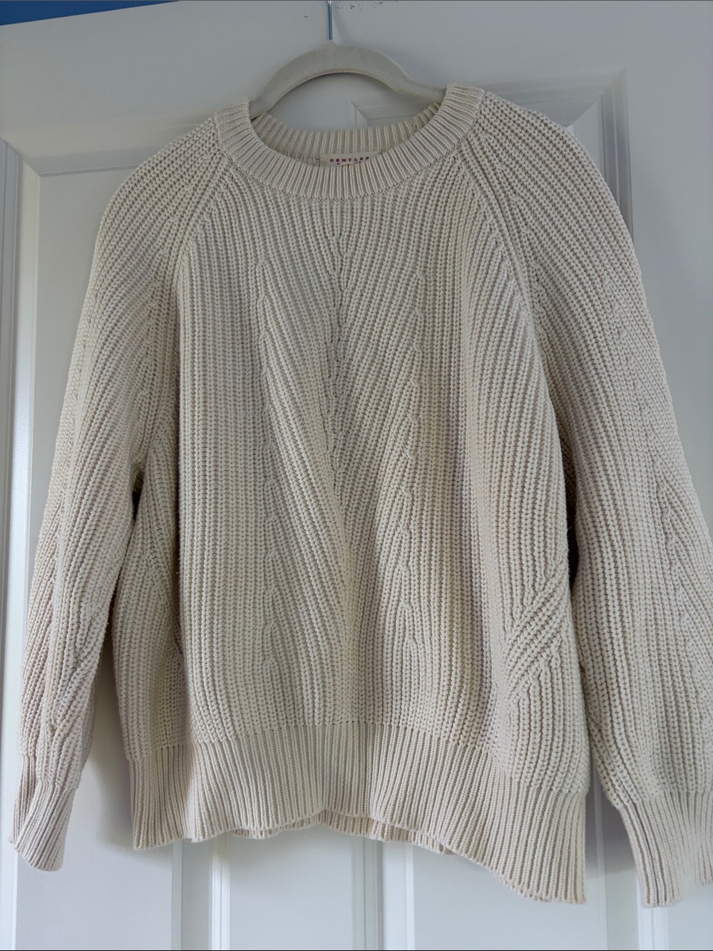 Emile Cream Cable-Knit Crewneck Sweater - S Women